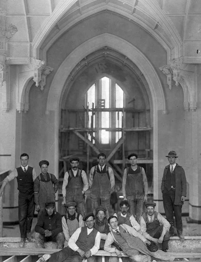 Workers in Front of Knox Church